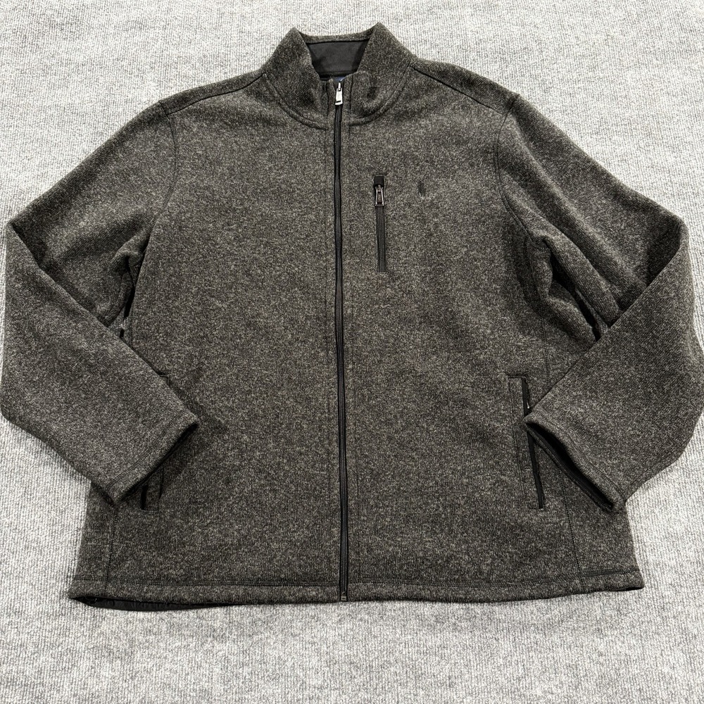 Polo Ralph Lauren Sweater Jacket Men's XXL Full Zip Mock Neck Gray Pony